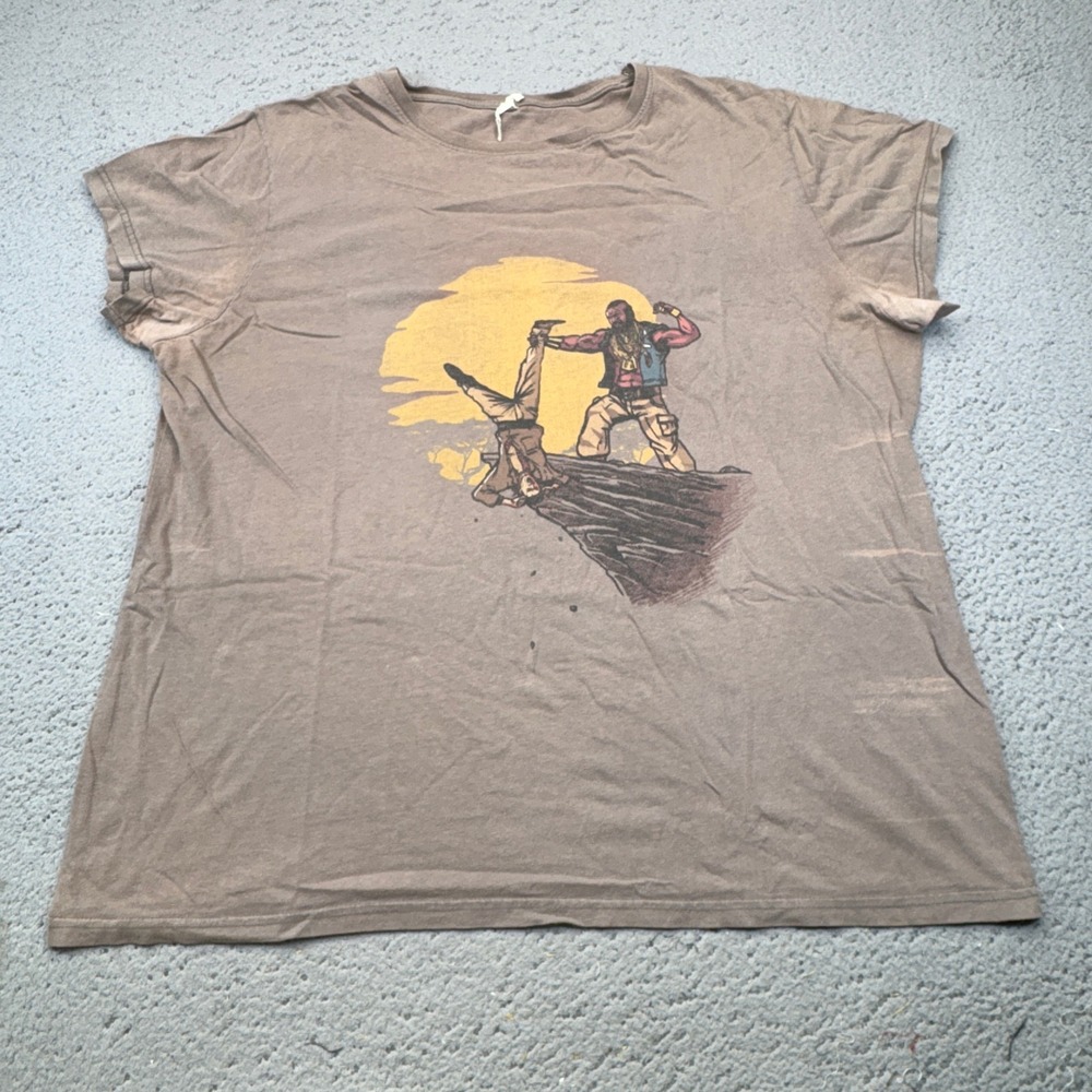 Mr. T A-Team Graphic Mens Large Brown T-Shirt B.A. Baracus Cliff Scene Action TV